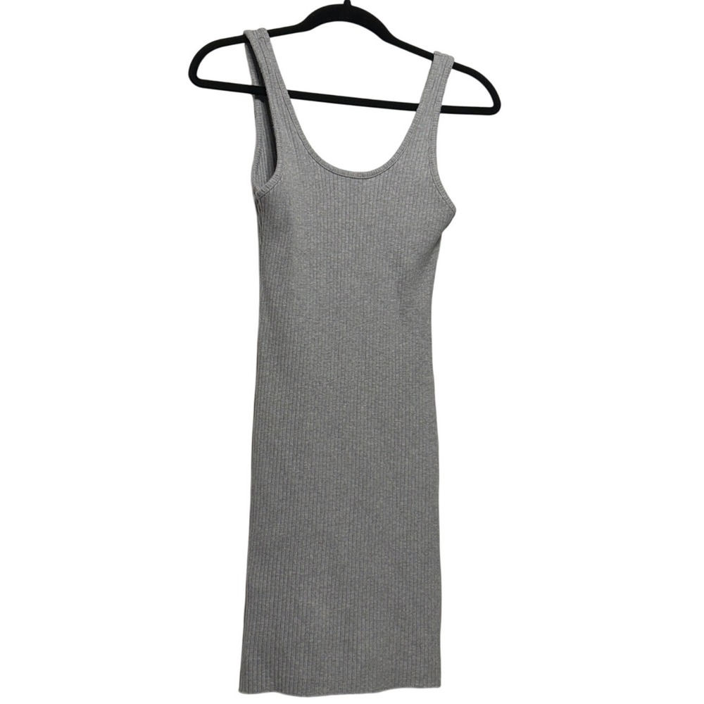 Calvin Klein Ribbed Knit Scoop Neck‎ Bodycon Mini Dress Heather Gray Size Small